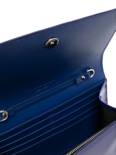 Shop Giuseppe Zanotti Cleopatra Patent-leather Clutch Bag In Blue