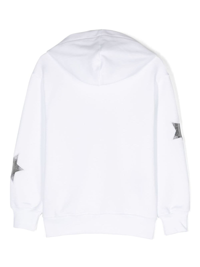 Shop Msgm Logo-embroidered Cotton Hoodie In White