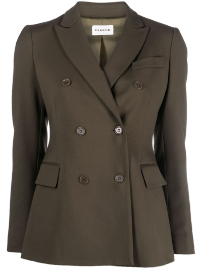 Shop P.a.r.o.s.h Notched-lapel Double-breasted Blazer In Green