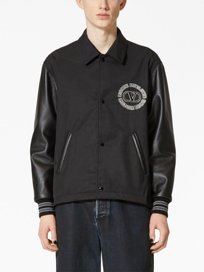 Valentino Logo-patch Varsity Jacket In Black
