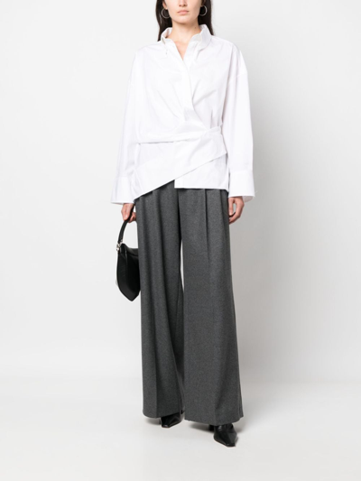 Shop Dorothee Schumacher Wrap-design Long-sleeve Shirt In White
