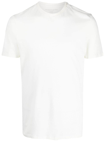 Shop Majestic Crew-neck Cotton-blend T-shirt In White