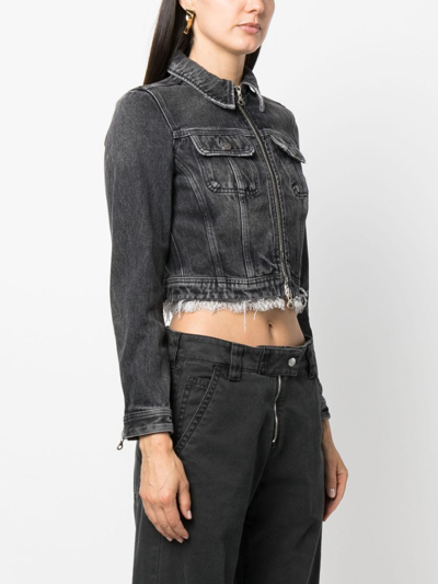 Shop Diesel De-slimmy-z-s Cropped Denim Jacket In Black