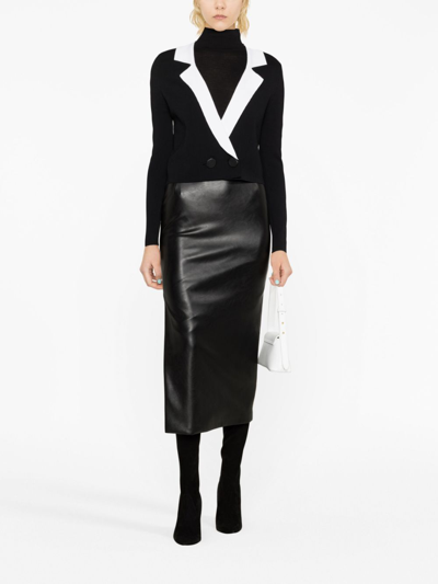Shop Karl Lagerfeld Notch-lapel Cropped Cardigan In Black