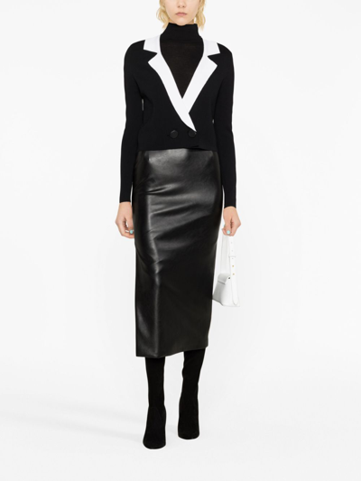 Karl Lagerfeld Notch-lapel Cropped Cardigan In Black