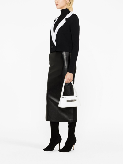 Karl Lagerfeld Notch-lapel Cropped Cardigan In Black