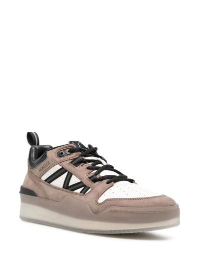Shop Moncler Pivot Leather Sneakers In Brown