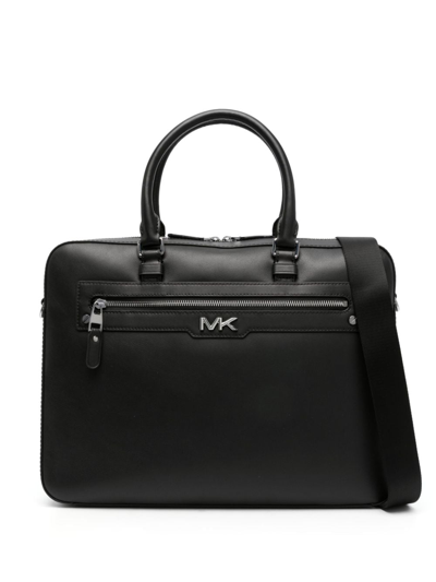 Shop Michael Kors Hudson Leather Briefcase In Black