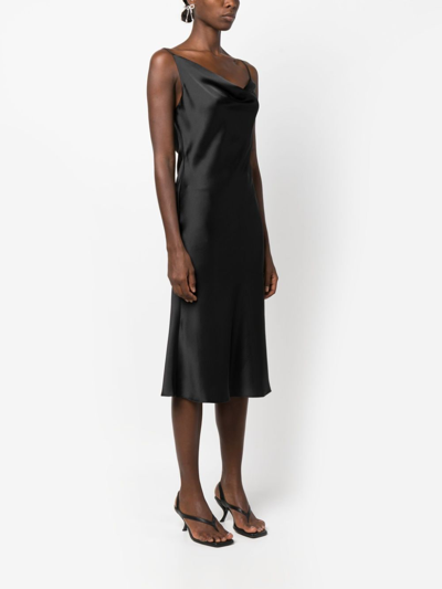 Shop Blanca Vita Drapped Satin-finish Dress In Black
