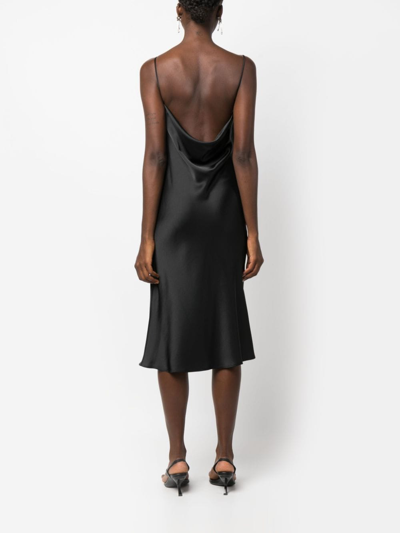 Shop Blanca Vita Drapped Satin-finish Dress In Black