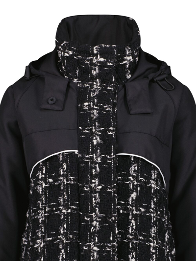 Giambattista Valli Tweed Hooded Coat In Black
