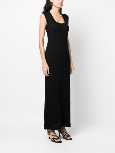 Shop Missoni Chevron-knit Sleeveless Maxi Dress In Black