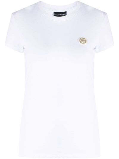 Shop Plein Sport Logo-patch Cotton T-shirt In White