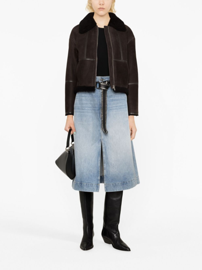 Yves Salomon Shearling-trim Suede Jacket In Brown