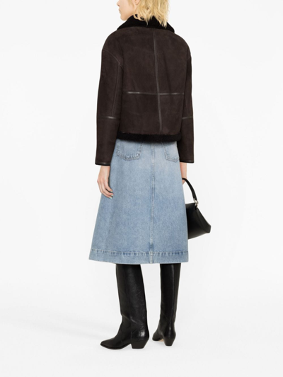 Yves Salomon Shearling-trim Suede Jacket In Brown