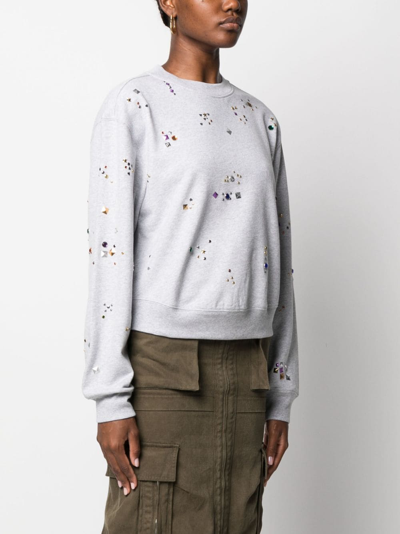 Rabanne Ladies Grey Stud-detail Organic Cotton Sweatshirt In Grey