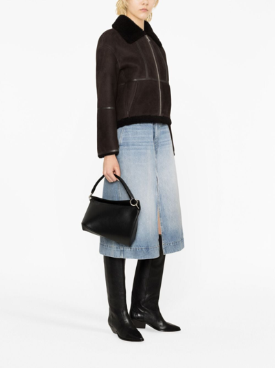 Yves Salomon Shearling-trim Suede Jacket In Brown