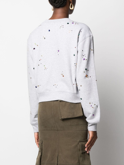 Rabanne Ladies Grey Stud-detail Organic Cotton Sweatshirt In Grey
