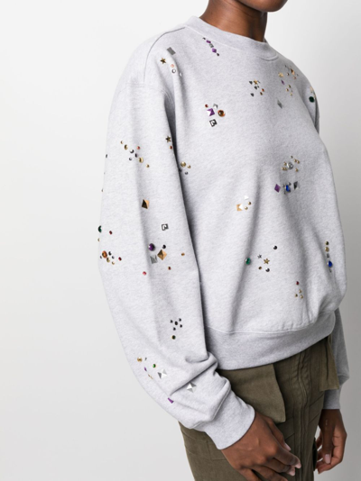 Rabanne Ladies Grey Stud-detail Organic Cotton Sweatshirt In Grey