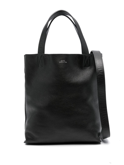 Shop Apc Small Maiko Leather Tote Bag In Black