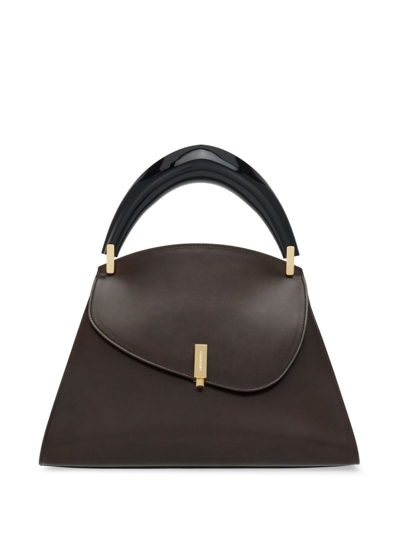 Shop Ferragamo Asymmetric Leather Tote Bag In Brown
