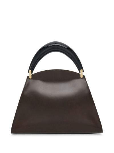 Shop Ferragamo Asymmetric Leather Tote Bag In Brown