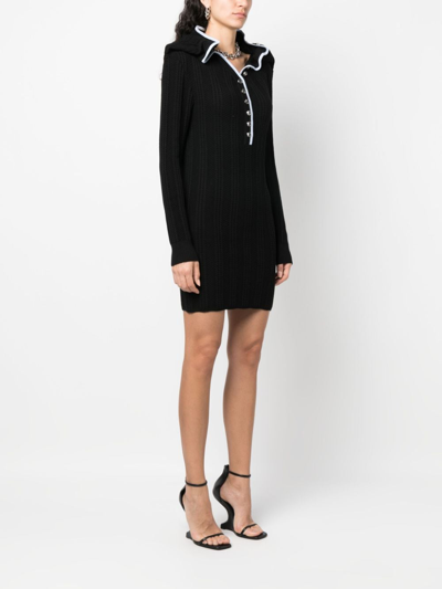 Shop Y/project Ruffle-collar Merino Wool Minidress In Black