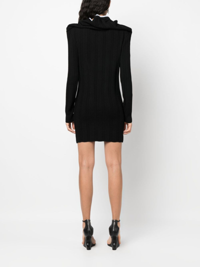 Shop Y/project Ruffle-collar Merino Wool Minidress In Black