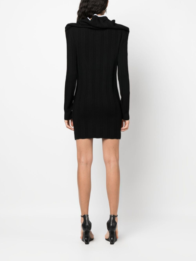 Y/project Evergreen Ruffle Necklace Knit Mini Dress In Black