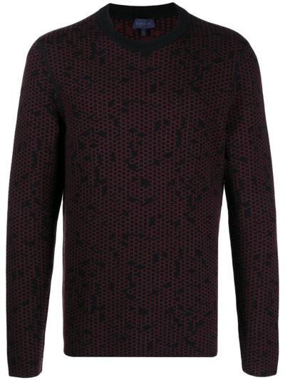 Shop Lanvin Patterned Intarsia-knit Wool Jumper In Red