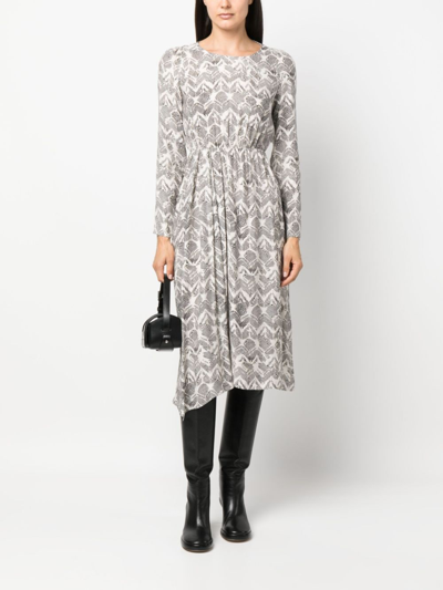 Patrizia Pepe Zebra-print Elasticated-waist Midi Dress In Black