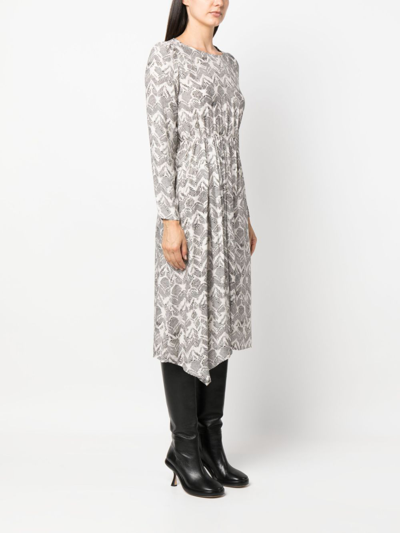 Patrizia Pepe Zebra-print Elasticated-waist Midi Dress In Black