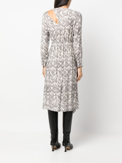 Patrizia Pepe Zebra-print Elasticated-waist Midi Dress In Black