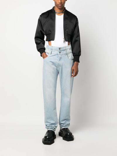 Shop Vtmnts Double-layer Straight-leg Jeans In Blue