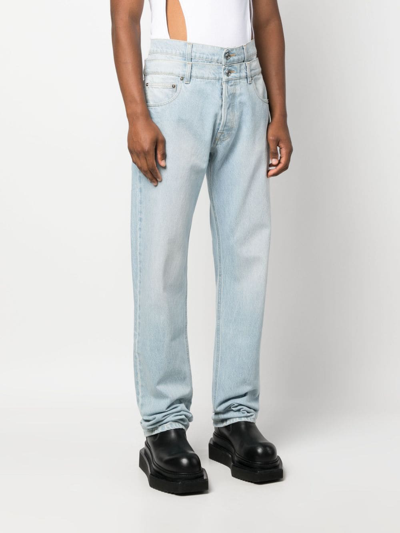 Shop Vtmnts Double-layer Straight-leg Jeans In Blue