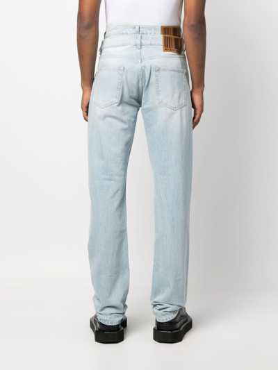 Shop Vtmnts Double-layer Straight-leg Jeans In Blue