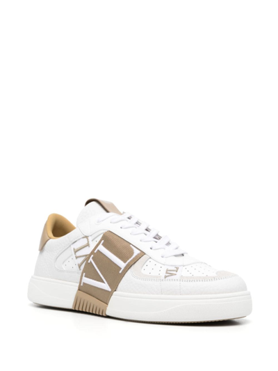 Shop Valentino Vl7n Logo-strap Leather Sneakers In White