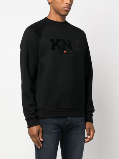 Shop Kiton Logo-print Raglan-sleeved Sweatshirt In Black