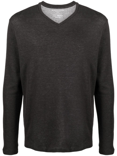 Shop Majestic V-neck Fine-knit Jumper In Grey