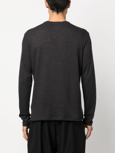Shop Majestic V-neck Fine-knit Jumper In Grey