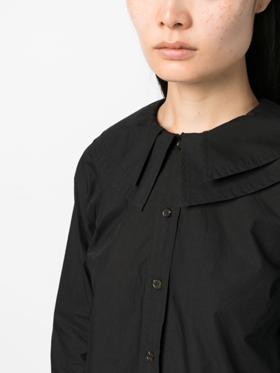 Shop Ganni Layered Bib-collar Cotton Shirt In Black