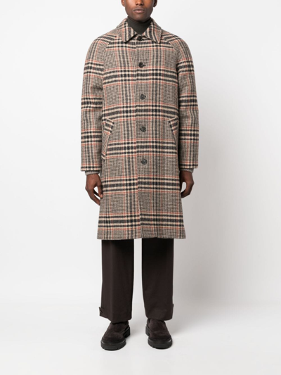 Shop Apc Etienne Plaid-pattern Wool Coat In Neutrals