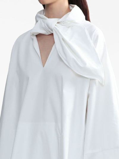 Shop Attico Tied-collar Cotton Blouse In White