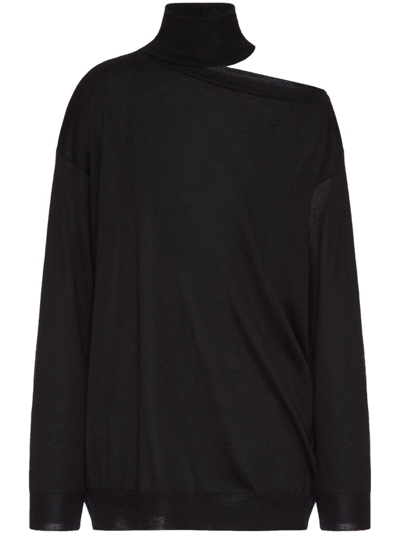 Shop Valentino Cut-out Roll-neck Jumper In Black