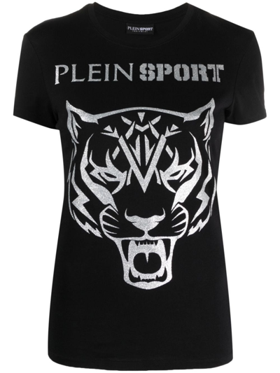 Shop Plein Sport Logo-lettering Graphic-print T-shirt In Black