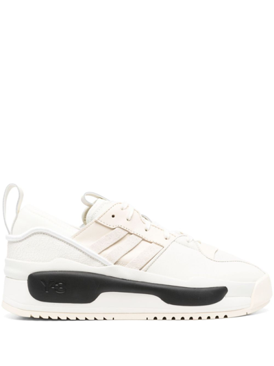 Shop Y-3 Rivalry Leather Sneakers In Neutrals