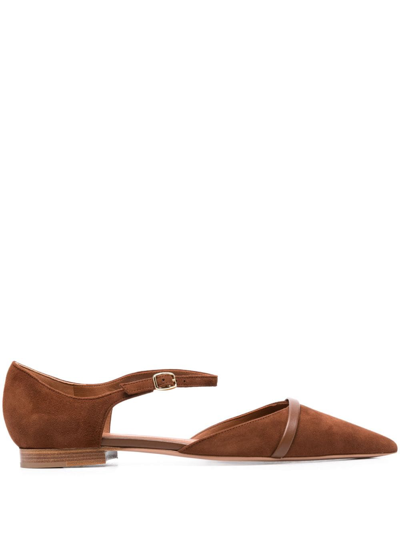 Shop Malone Souliers Ulla Suede Ballerina Shoes In Brown
