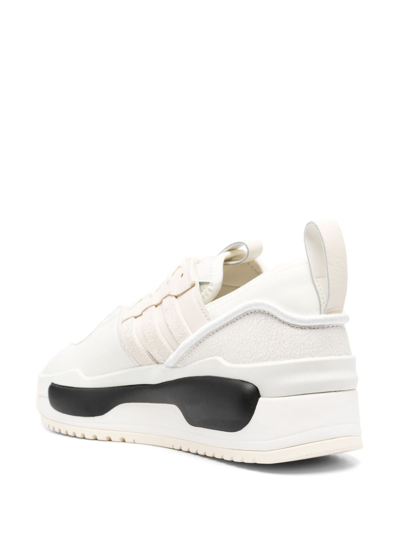 Shop Y-3 Rivalry Leather Sneakers In Neutrals
