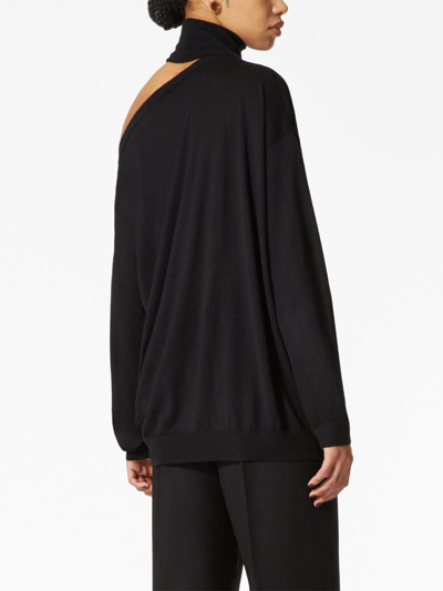 Shop Valentino Cut-out Roll-neck Jumper In Black