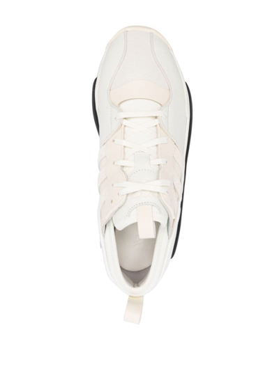 Shop Y-3 Rivalry Leather Sneakers In Neutrals